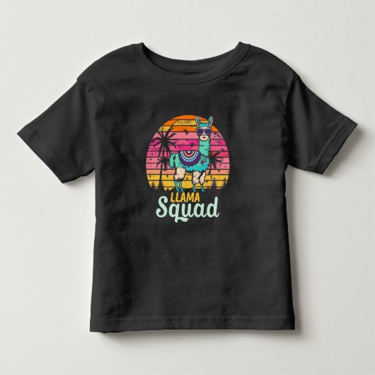 Cool Retro Llama Squad Kinder Shirts (Voorkant)