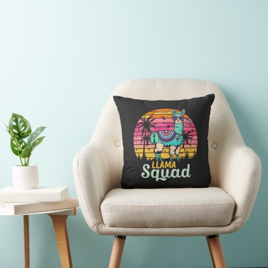 Cool Retro Llama Squad Kussen (Stoel)