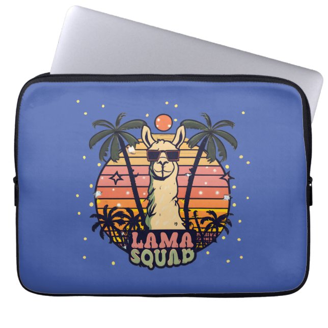 Cool  Retro Llama Squad Laptop Sleeve (Voorkant)