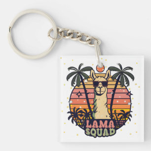 Cool Retro Llama Squad Sleutelhanger