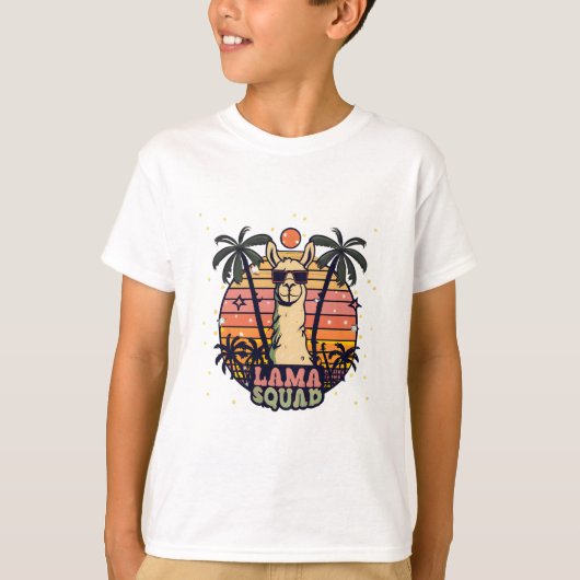 Cool Retro Llama Squad T-shirt (Voorkant)