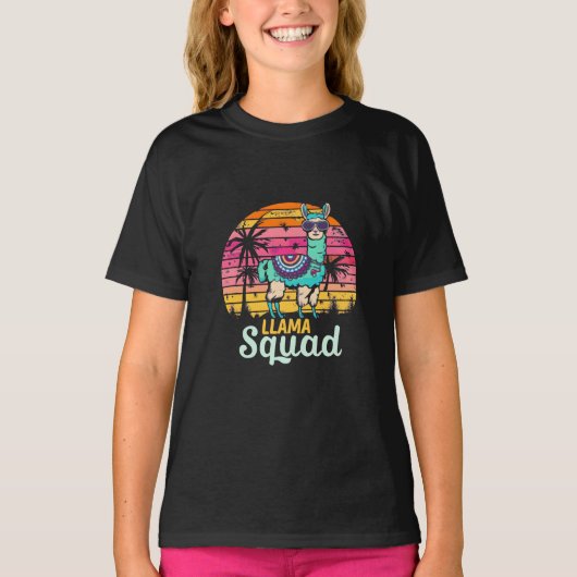 Cool Retro Llama Squad T-shirt (Voorkant)