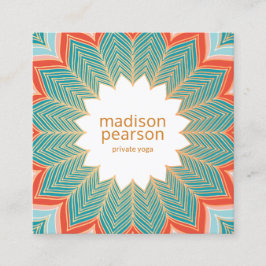 Cool Retro Lotus Mandala Flower Yoga Teacher Vierkante Visitekaartje