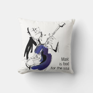 Cool Retro Man Playing Guitar - Jazz Music Art Kussen