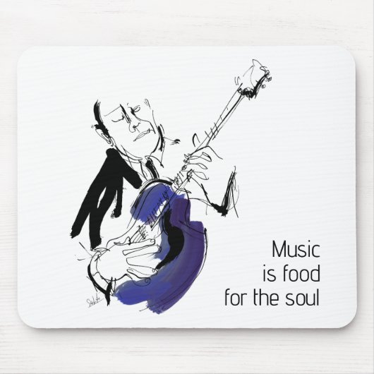 Cool Retro Man Playing Guitar - Jazz Music Art Muismat (Voorkant)