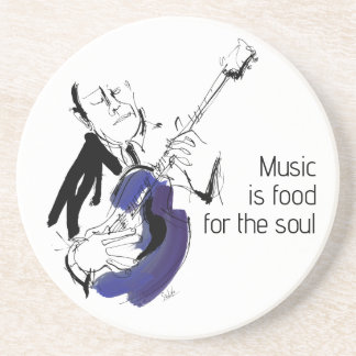 Cool Retro Man Playing Guitar - Jazz Music Art Zandsteen Onderzetter