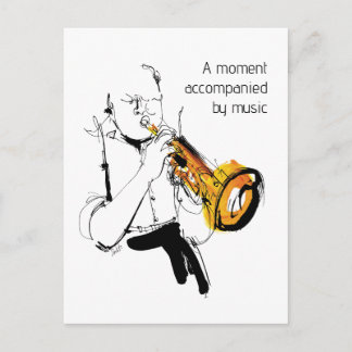 Cool Retro Man Playing Trumpet - Jazz Music Art Briefkaart