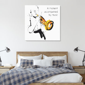 Cool Retro Man Playing Trumpet - Jazz Music Art Canvas Afdruk