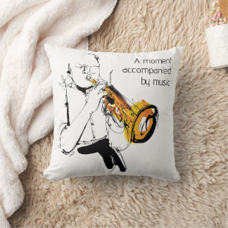 Cool Retro Man Playing Trumpet - Jazz Music Art Kussen