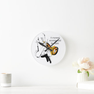 Cool Retro Man Playing Trumpet - Jazz Music Art Ronde Klok