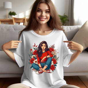 Cool Retro Meisje Grote Maat T-shirt