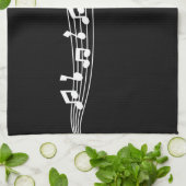 Cool Retro Mic & Musical Notes Black Theedoek (Gevouwen)