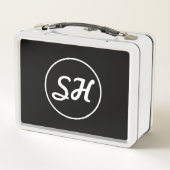 Cool Retro-modern stijlmonogram | Zwart-wit (Achterkant)