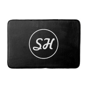 Cool Retro-modern stijlmonogram   Zwart-wit Badmat