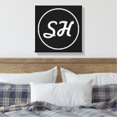 Cool Retro-modern stijlmonogram | Zwart-wit Canvas Afdruk (Insitu (Slaapkamer))