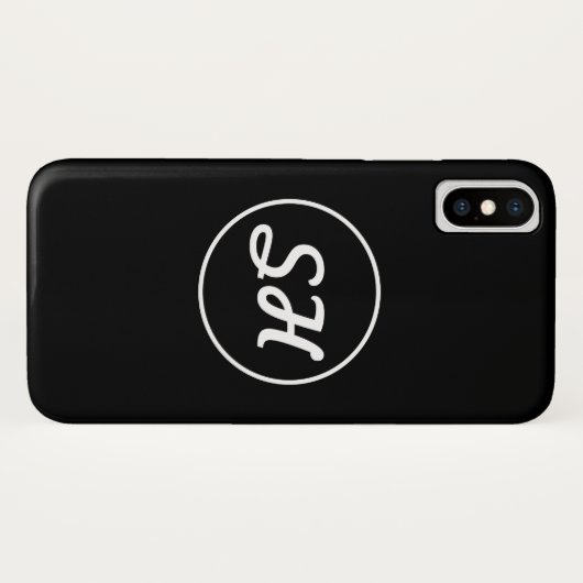 Cool Retro-modern stijlmonogram | Zwart-wit Case-Mate iPhone Case (Achterkant (horizontaal))