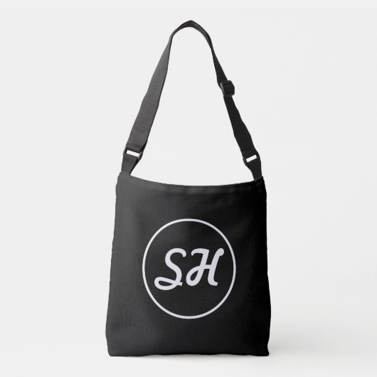 Cool Retro-modern stijlmonogram | Zwart-wit Crossbody Tas (Voorkant)