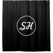 Cool Retro-modern stijlmonogram | Zwart-wit Douchegordijn (Voorkant)