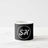 Cool Retro-modern stijlmonogram | Zwart-wit Espresso Kop (Voorkant)
