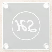 Cool Retro-modern stijlmonogram | Zwart-wit Glazen Onderzetter (Achterkant)