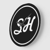 Cool Retro-modern stijlmonogram | Zwart-wit Grote Klok (Hoek)