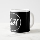 Cool Retro-modern stijlmonogram | Zwart-wit Grote Koffiekop (Voorkant rechts)