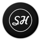 Cool Retro-modern stijlmonogram | Zwart-wit Keramische Knop (Voorkant)