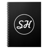 Cool Retro-modern stijlmonogram | Zwart-wit Notitieboek (Voorkant)