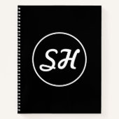Cool Retro-modern stijlmonogram | Zwart-wit Notitieboek (Voorkant)