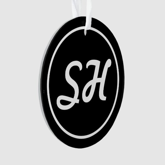 Cool Retro-modern stijlmonogram | Zwart-wit Ornament (voorkant)