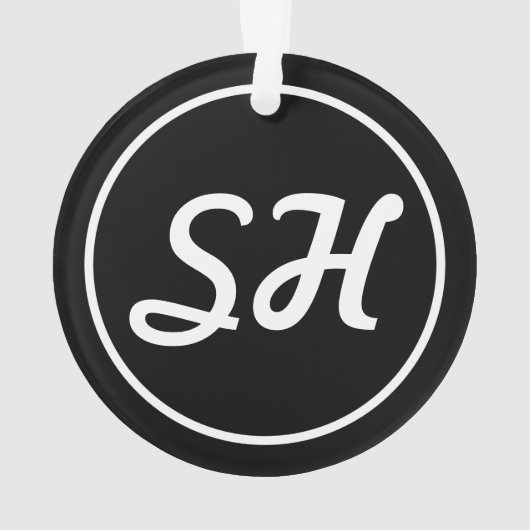 Cool Retro-modern stijlmonogram | Zwart-wit Ornament (achterkant)