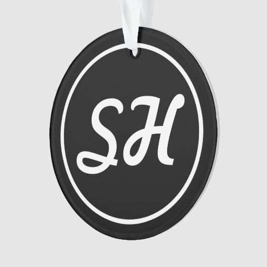 Cool Retro-modern stijlmonogram | Zwart-wit Ornament (voorkant)