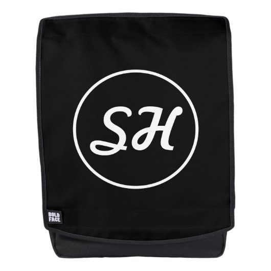 Cool Retro-modern stijlmonogram | Zwart-wit Rugtassen (Voorkant)