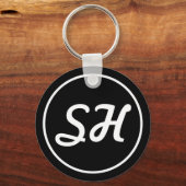Cool Retro-modern stijlmonogram | Zwart-wit Sleutelhanger (Voorkant)