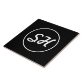 Cool Retro-modern stijlmonogram | Zwart-wit Tegeltje (Zijkant)