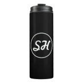 Cool Retro-modern stijlmonogram | Zwart-wit Thermosbeker (Voorkant)