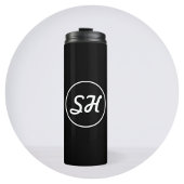 Cool Retro-modern stijlmonogram | Zwart-wit Thermosbeker