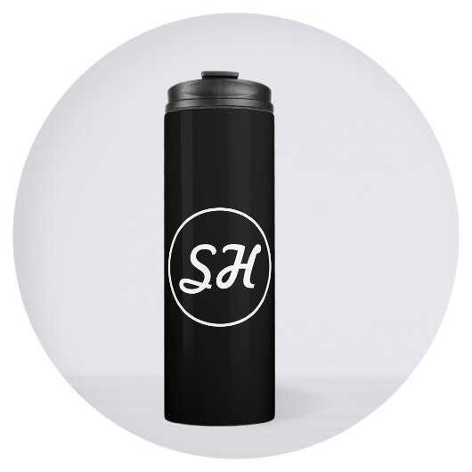 Cool Retro-modern stijlmonogram | Zwart-wit Thermosbeker