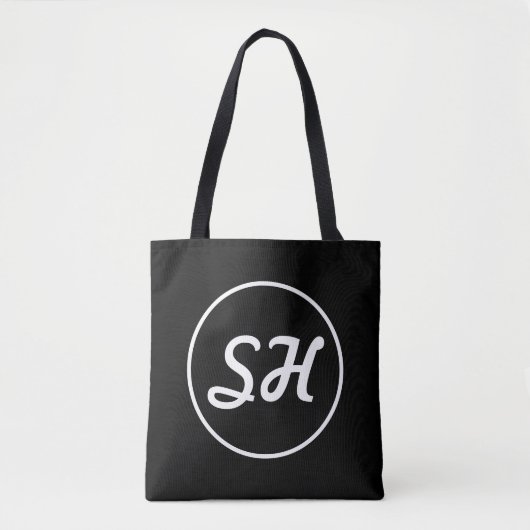 Cool Retro-modern stijlmonogram | Zwart-wit Tote Bag (Voorkant)