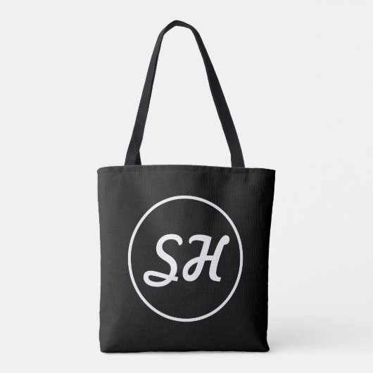 Cool Retro-modern stijlmonogram | Zwart-wit Tote Bag (Achterkant)