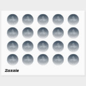 Cool Retro-Moderne Adres Blauwgrijze Ombre Ronde Sticker (Vel)