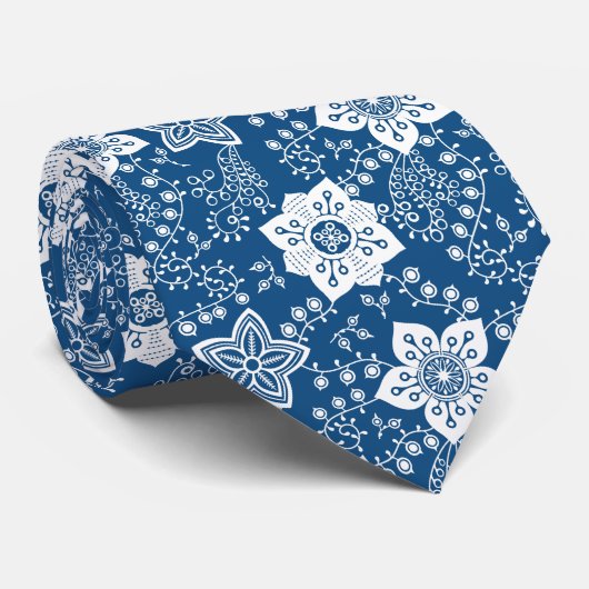 Cool Retro Moderne Funky Bloemen Patroon Stropdas (Opgerold)