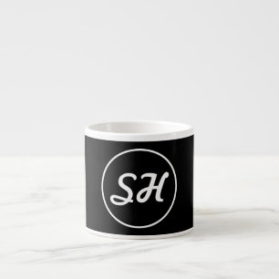 Cool Retro-Moderne Stijl Monogram   Zwart & Wit Espresso Kop