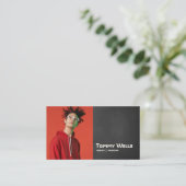 Cool Retro Muziek Songwriter Muzikant Foto Visitekaartje (Staand voorkant)