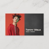 Cool Retro Muziek Songwriter Muzikant Foto Visitekaartje (Voorkant)