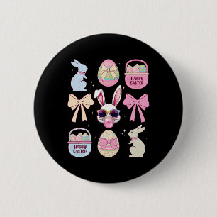 Cool Retro Paashaas Cute Levendige Kleuren Familie Ronde Button 5,7 Cm
