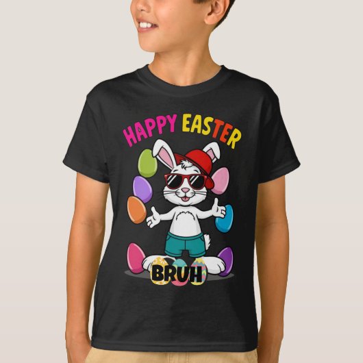 Cool retro paashaas "Happy Easter Bruh" T-shirt (Voorkant)