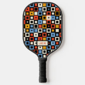 Cool Retro Patroon Monogram Initiaal 70s Geïnspire Pickleball Paddle (Voorkant)