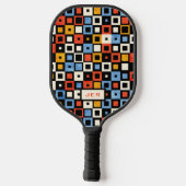 Cool Retro Patroon Monogram Initiaal 70s Geïnspire Pickleball Paddle (Achterkant)