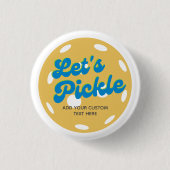 Cool Retro Pickleball Laten we pickle gepersonalis Ronde Button 3,2 Cm (Voorkant)